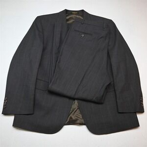 Vtg USA Made 48R 40x32 Brown Birdseye Windowpane Wool Mens Jacket Pants Suit